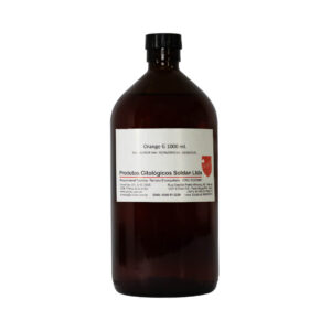 Frasco de corante Orange G 1 litro da marca Procito, utilizado para coloração em citologia.