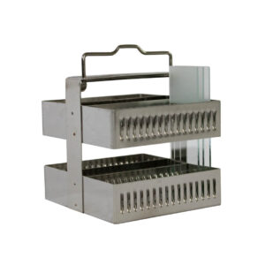 Berço de aço inox para coloração com capacidade para 30 lâminas - marca Global.